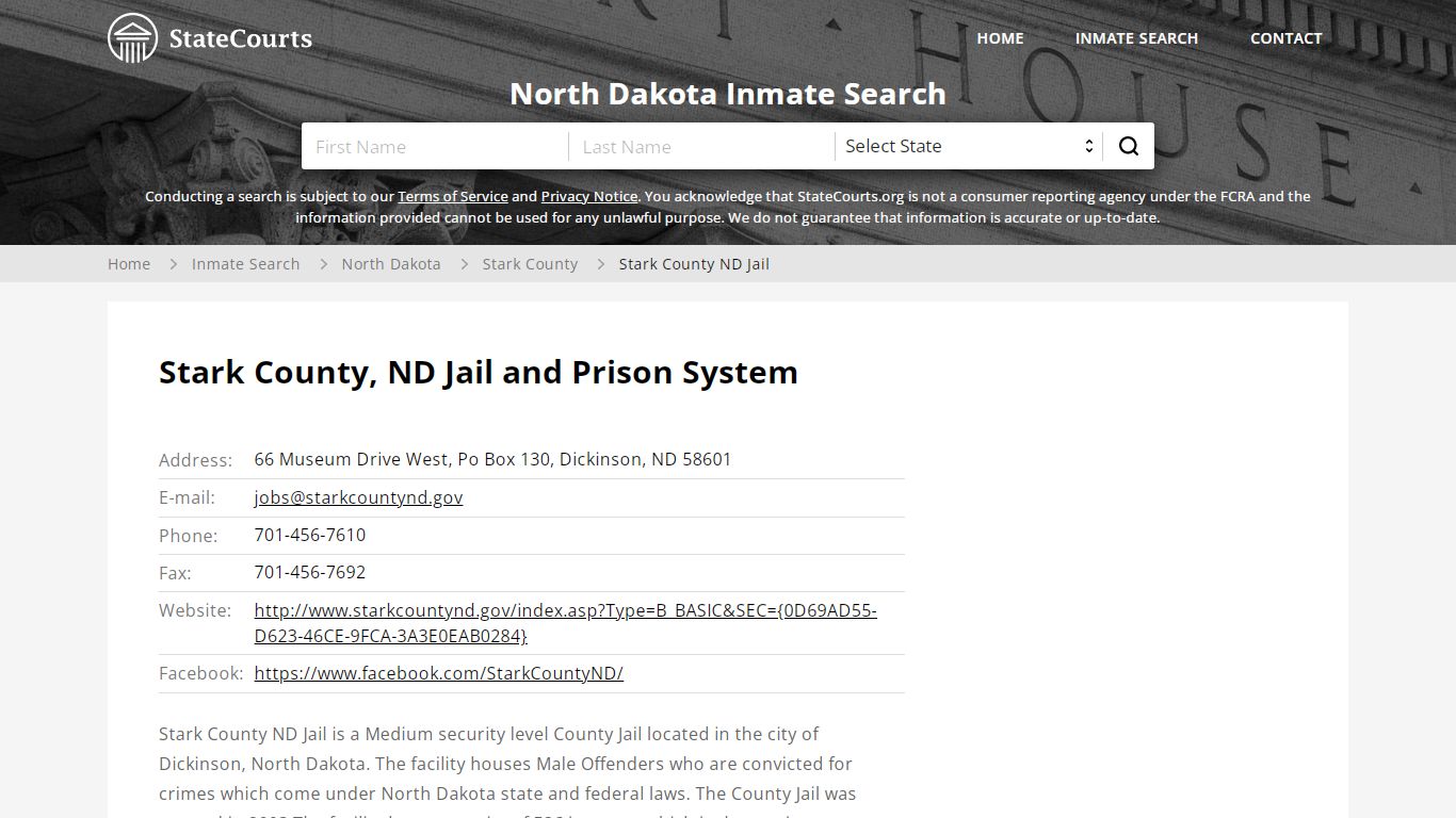 Stark County ND Jail Inmate Records Search, North Dakota ...