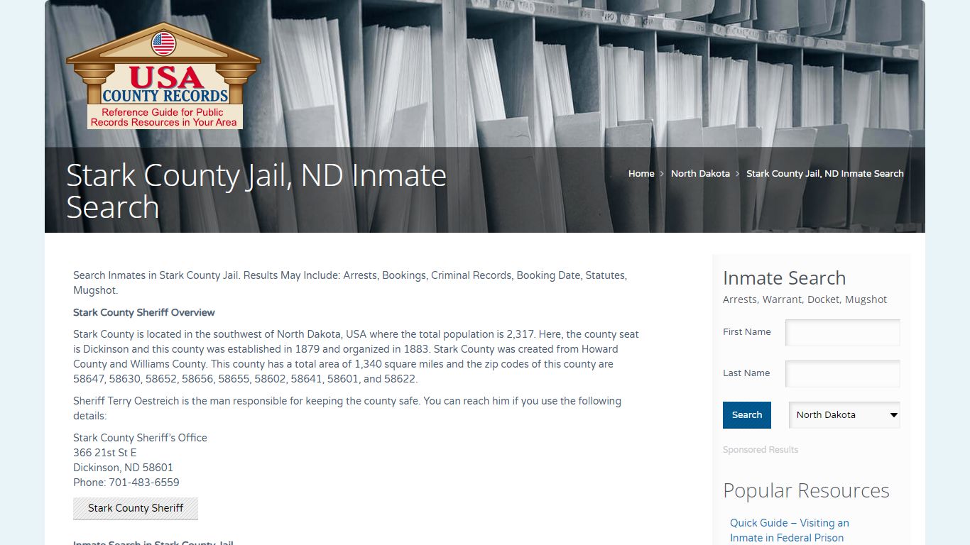 Stark County Jail, ND Inmate Search | Name Search