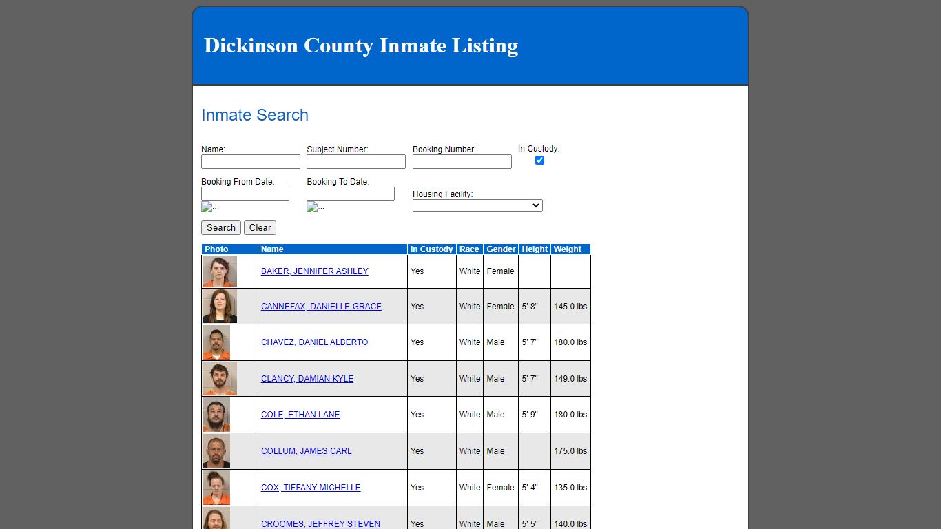 Inmate Search